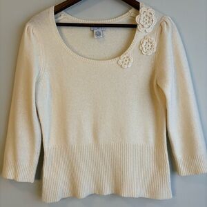 Ann Taylor LOFT Sweater Medium Wool Angora Cashmere Cream